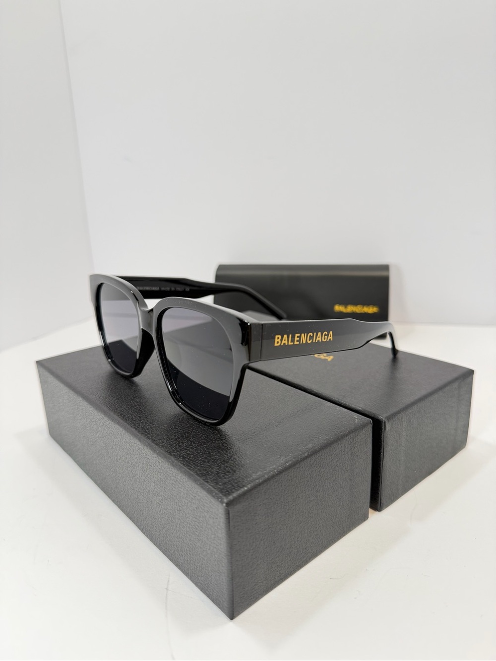 Balenciaga Black Sunglasses with Gold Logo